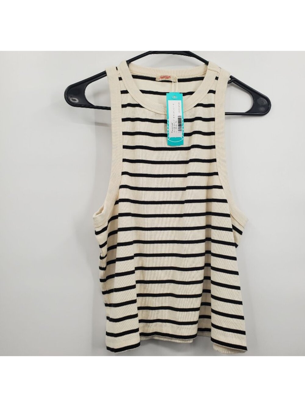 Marine Layer Lexi Rib Sun In High Neck Crop Tank Top Women Size XL NWT Off White
